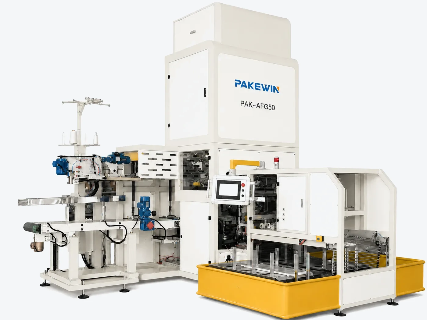 PAKEWIN PAK-AFG50 automatic bagging equipment with bag magazine and conveyor